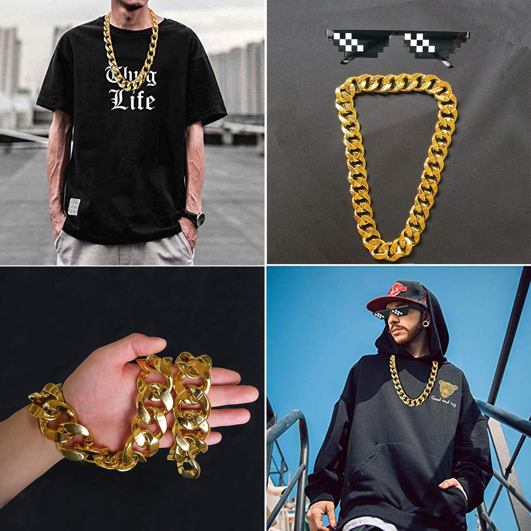 Amazon.co.jp: Thug Life Gold Chain 金のネックレス,特大の金の